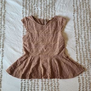 Comme Toi Brown Lacy Peplum Blouse
